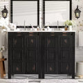 48 Vintage Bathroom Vanity Combo with Double Vanities, Bathroom Storage Cabinet with Soft Close Doors and Shelf, Espresso