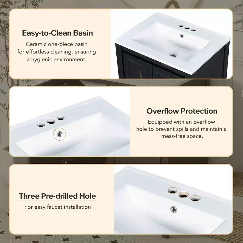 48 Vintage Bathroom Vanity Combo with Double Vanities, Bathroom Storage Cabinet with Soft Close Doors and Shelf, Espresso