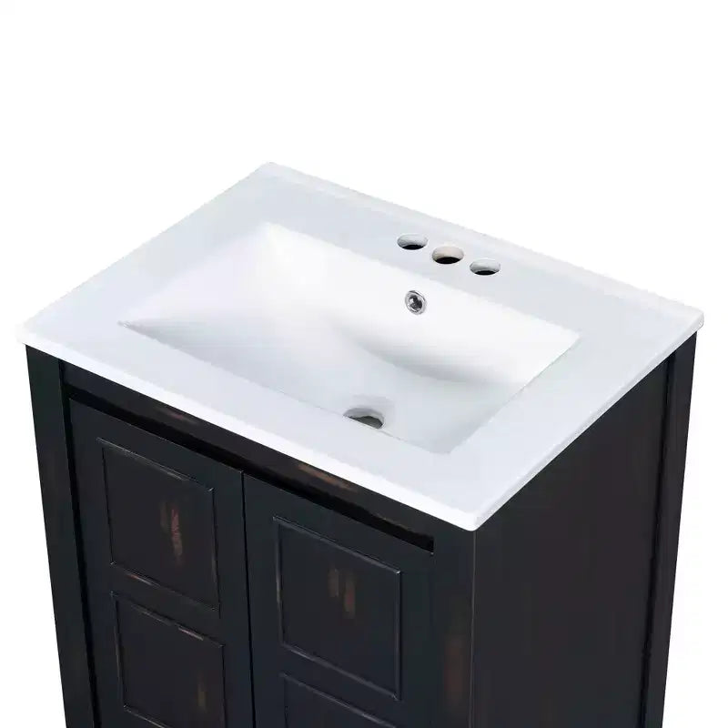48 Vintage Bathroom Vanity Combo with Double Vanities, Bathroom Storage Cabinet with Soft Close Doors and Shelf, Espresso