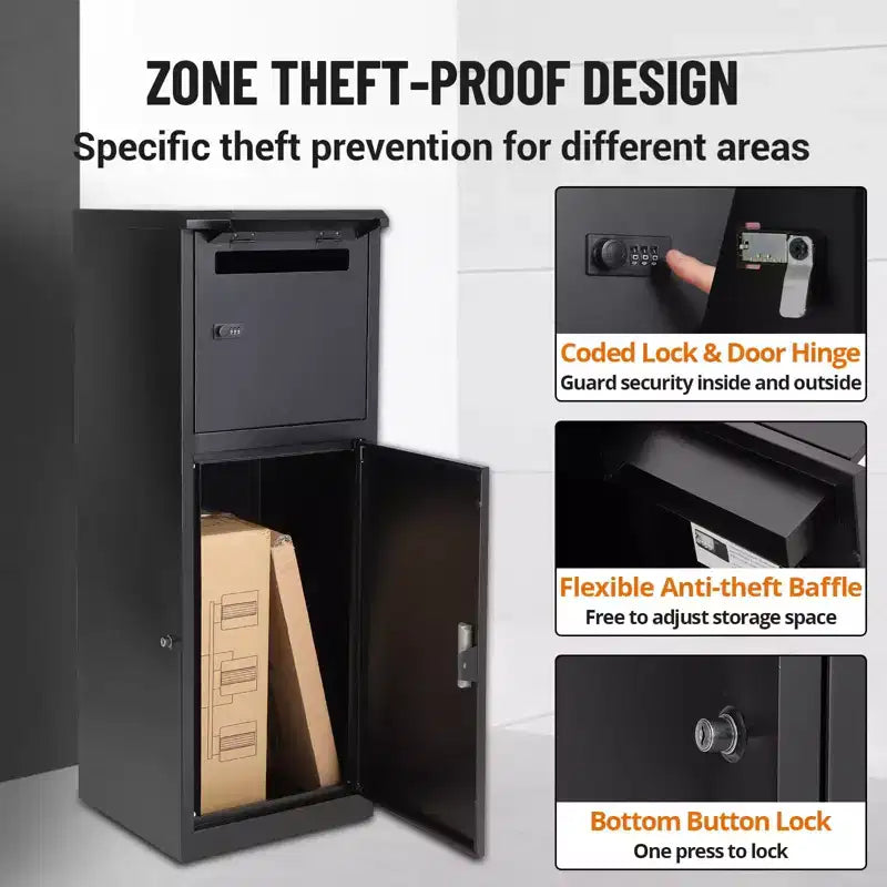 Package Delivery Box, 7.2 Cu Ft Anti-Theft Steel Combination Lock, Waterproof for Porch & Curbside