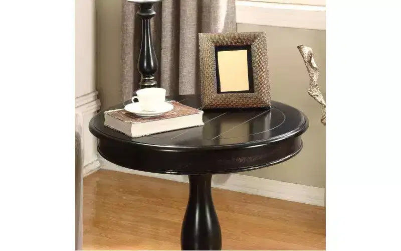 TUYOHW Round Wood Pedestal Side Table, Traditional 26 End Table with Scrolled Legs, Timeless Accent Small Coffee Table for Living Room & Bedroom