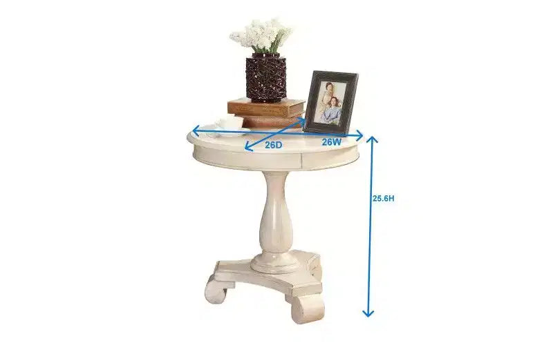TUYOHW Round Wood Pedestal Side Table, Traditional 26 End Table with Scrolled Legs, Timeless Accent Small Coffee Table for Living Room & Bedroom
