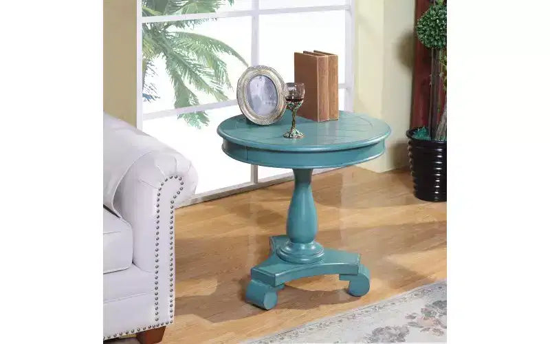 TUYOHW Round Wood Pedestal Side Table, Traditional 26 End Table with Scrolled Legs, Timeless Accent Small Coffee Table for Living Room & Bedroom
