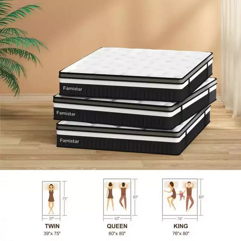14 Inch Queen Mattress - Memory Foam Mattress, Medium Firm Feel, CertiPUR-US Certified Cool & Pocket Springs, 3D Knit Fabric, Motion Isolation