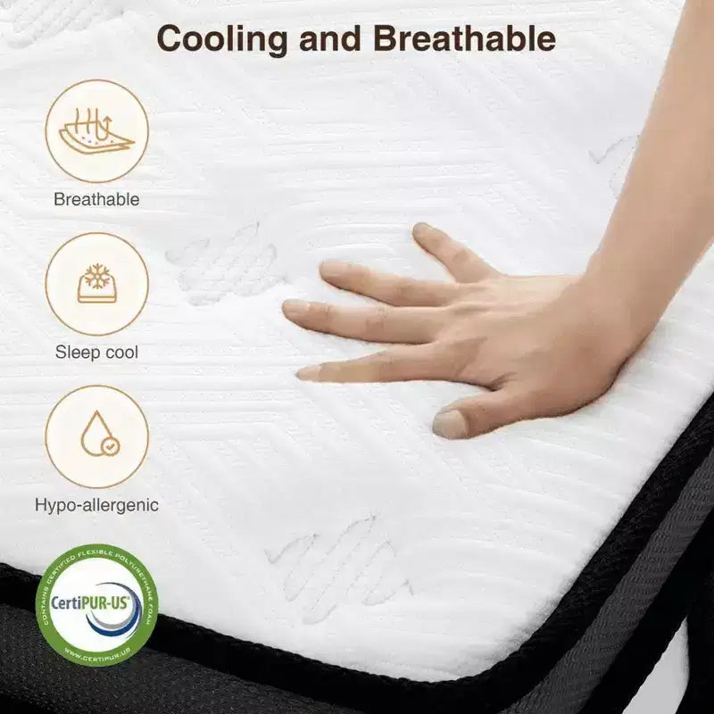 14 Inch Queen Mattress - Memory Foam Mattress, Medium Firm Feel, CertiPUR-US Certified Cool & Pocket Springs, 3D Knit Fabric, Motion Isolation