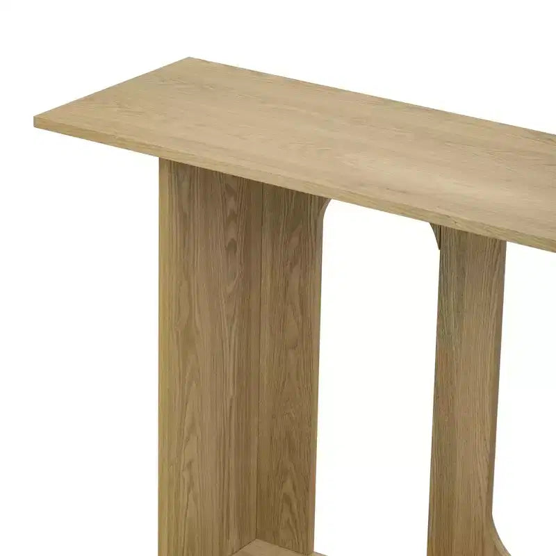 Okak Modern Console Table with Bottom Shelf,Entryway Table with Curved Design & Ash Veneer,Foyer Tables for Entryway,Living Room