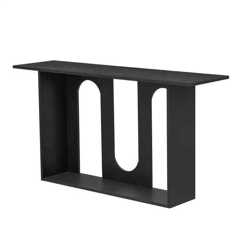 Okak Modern Console Table with Bottom Shelf,Entryway Table with Curved Design & Ash Veneer,Foyer Tables for Entryway,Living Room