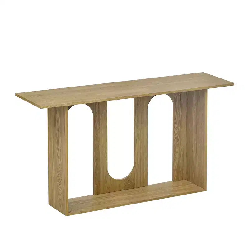 Okak Modern Console Table with Bottom Shelf,Entryway Table with Curved Design & Ash Veneer,Foyer Tables for Entryway,Living Room