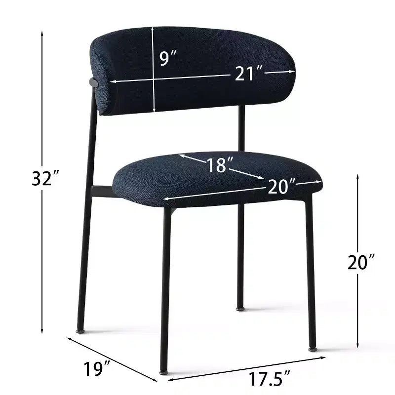 Upholstered Dining Chairs Set of 4, Comfortable Curved Back Kitchen Chair with Wide Fabric Seat & Black Metal Legs - Panipeachy