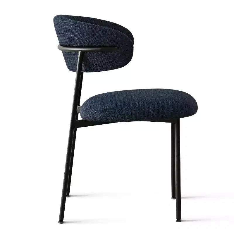 Upholstered Dining Chairs Set of 4, Comfortable Curved Back Kitchen Chair with Wide Fabric Seat & Black Metal Legs - Panipeachy