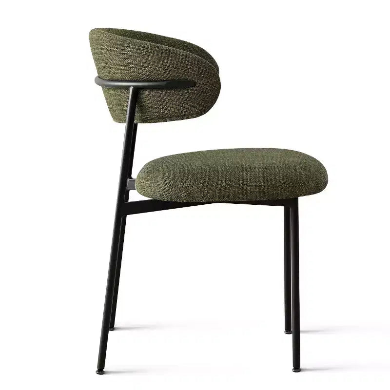 Upholstered Dining Chairs Set of 4, Comfortable Curved Back Kitchen Chair with Wide Fabric Seat & Black Metal Legs - Panipeachy