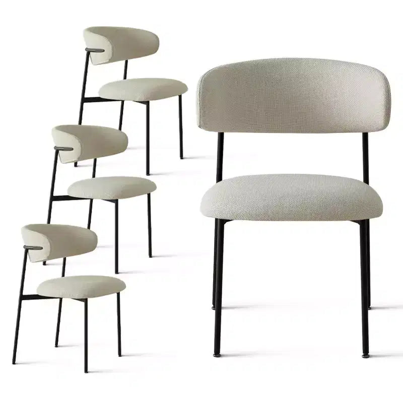 Upholstered Dining Chairs Set of 4, Comfortable Curved Back Kitchen Chair with Wide Fabric Seat & Black Metal Legs - Panipeachy