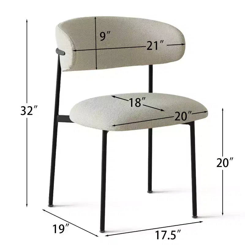 Upholstered Dining Chairs Set of 4, Comfortable Curved Back Kitchen Chair with Wide Fabric Seat & Black Metal Legs - Panipeachy