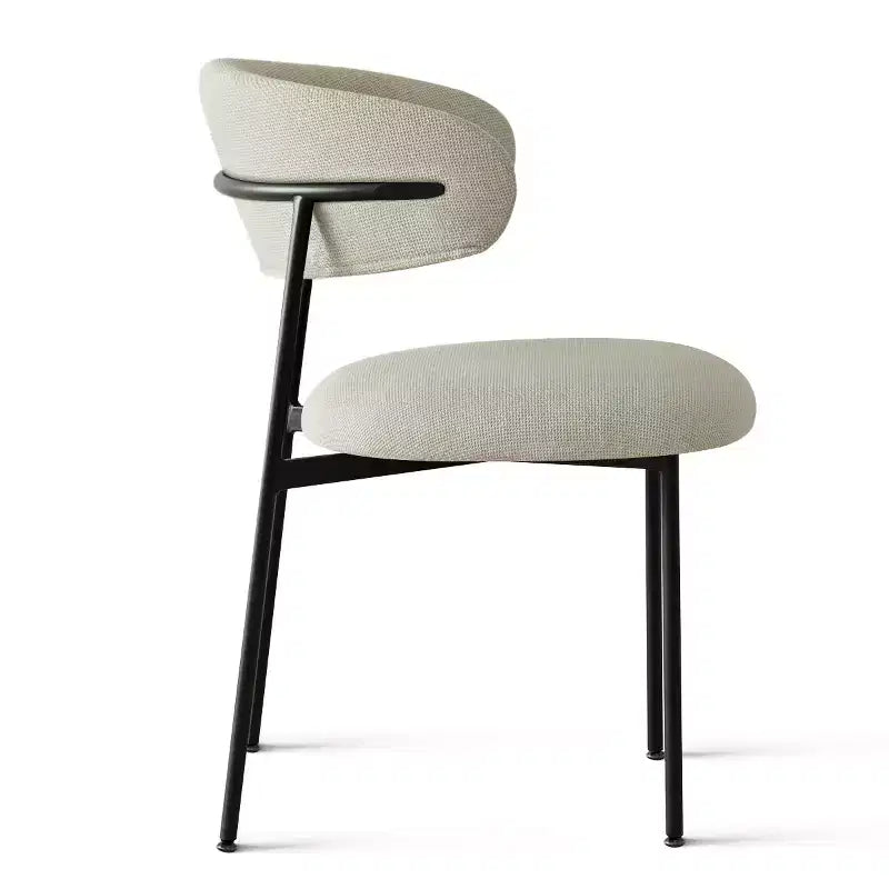 Upholstered Dining Chairs Set of 4, Comfortable Curved Back Kitchen Chair with Wide Fabric Seat & Black Metal Legs - Panipeachy