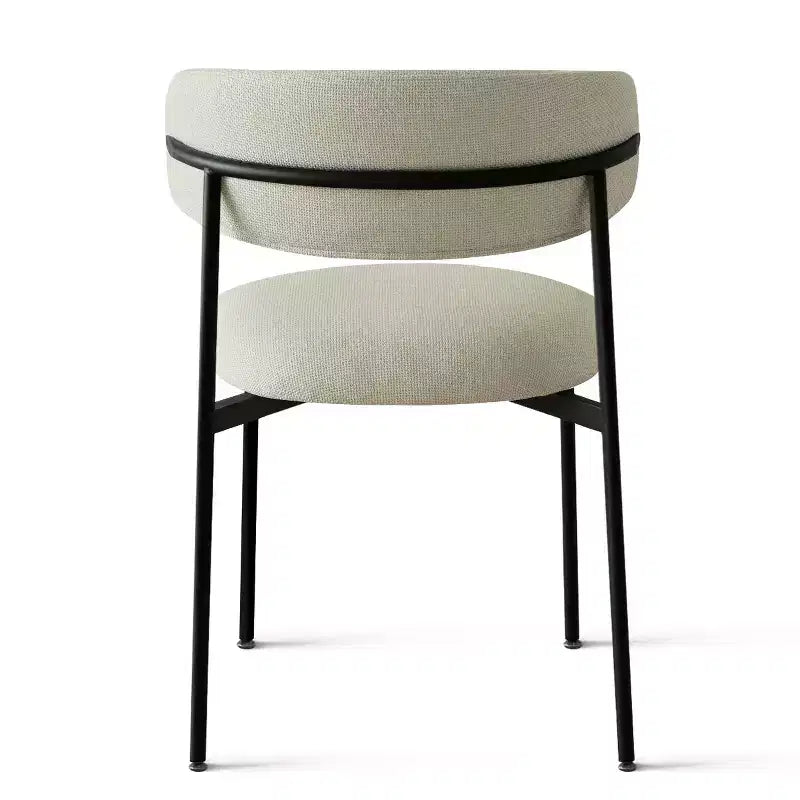 Upholstered Dining Chairs Set of 4, Comfortable Curved Back Kitchen Chair with Wide Fabric Seat & Black Metal Legs - Panipeachy