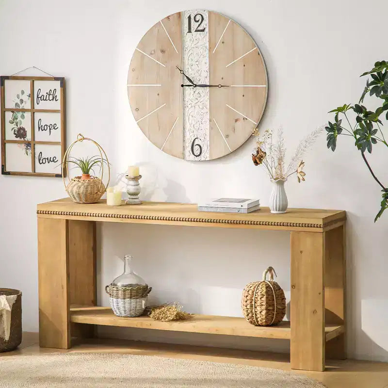 Okak Farmhouse Wood Grain Minimalist Console Table Sofa Table Bar Table,Vintage Foyer Table for Living Room,Hallway,Entrance