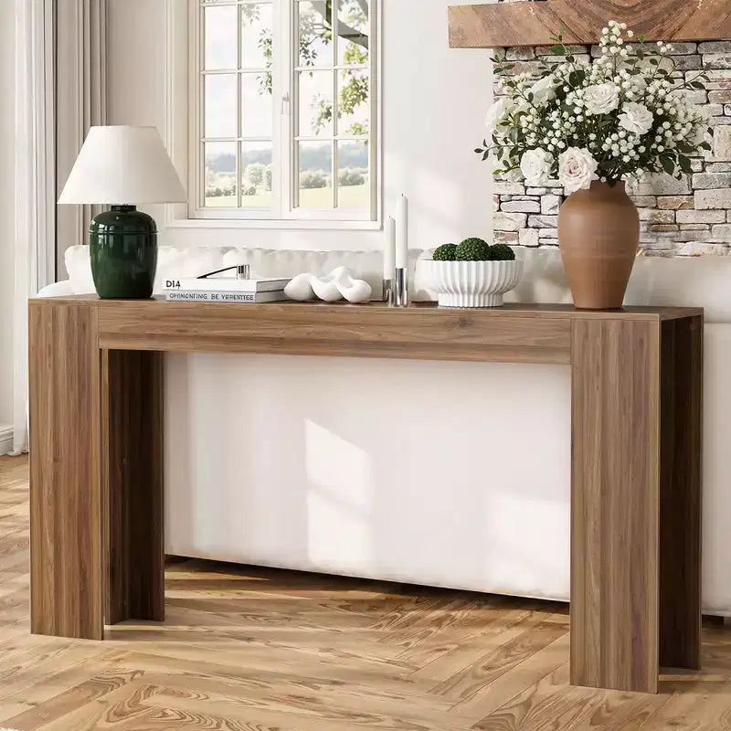Okak Farmhouse Wood Grain Minimalist Console Table Sofa Table Bar Table,Vintage Foyer Table for Living Room,Hallway,Entrance