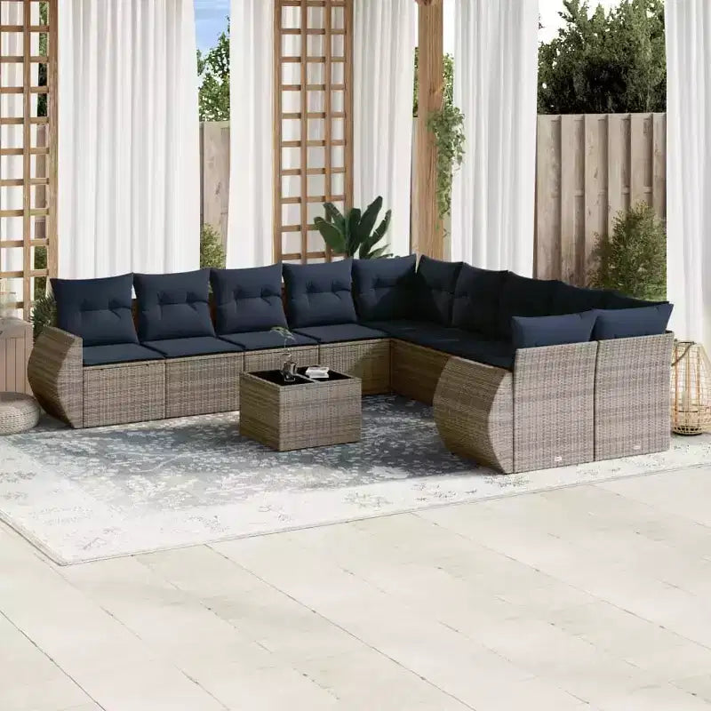 vidaXL Outdoor Sofa Set Solid Acacia Wood and Polyester Natural