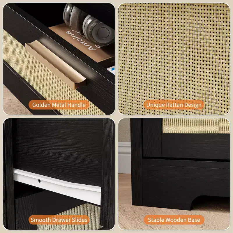 12 Drawer Dresser, Rattan Chest of Drawers, Closet Clothes Storage Organizer, Dressers with Drawers for Bedroom, Living Room