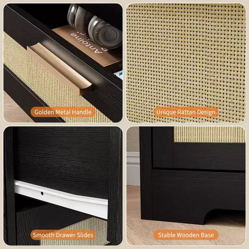 12 Drawer Dresser, Rattan Chest of Drawers, Closet Clothes Storage Organizer, Dressers with Drawers for Bedroom, Living Room