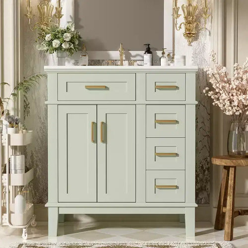 30 Bathroom Vanity with Sink, Bathroom Storage Cabinet with Soft-Close Doors and Drawers for Small Space