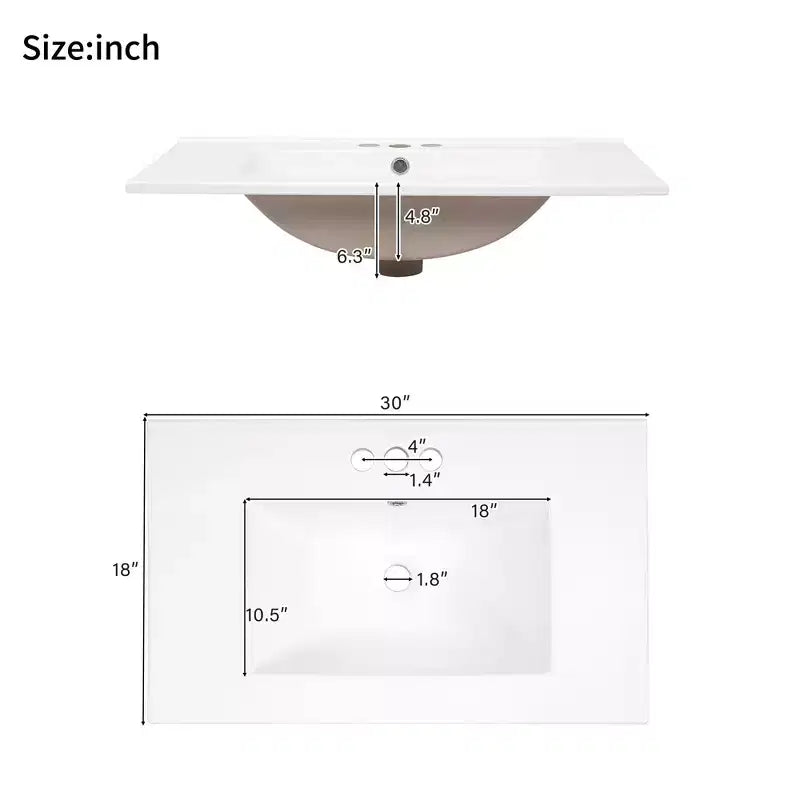 30 Bathroom Vanity with Sink, Bathroom Storage Cabinet with Soft-Close Doors and Drawers for Small Space