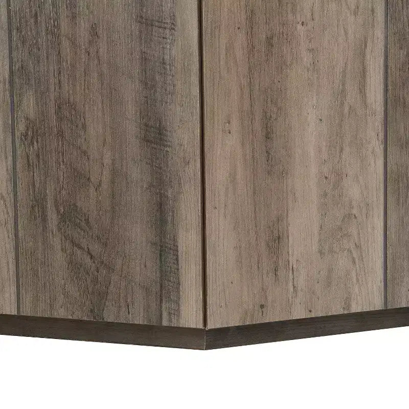 Hexagonal Coffee Table, Rustic Retro Wood Center Table with 2 Hidden Drawers, Textured Marble Top - ModernLuxe