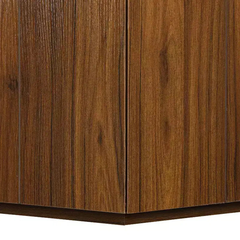 Hexagonal Coffee Table, Rustic Retro Wood Center Table with 2 Hidden Drawers, Textured Marble Top - ModernLuxe