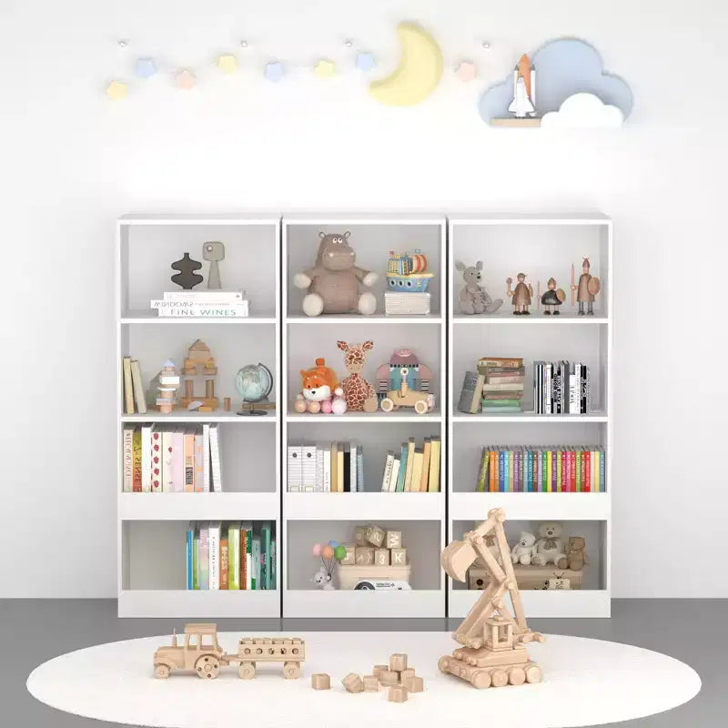 Kids Bookshelf, 4-Tier Bookcase, Book Organizer, toy Storage Cabinet Organizer, White