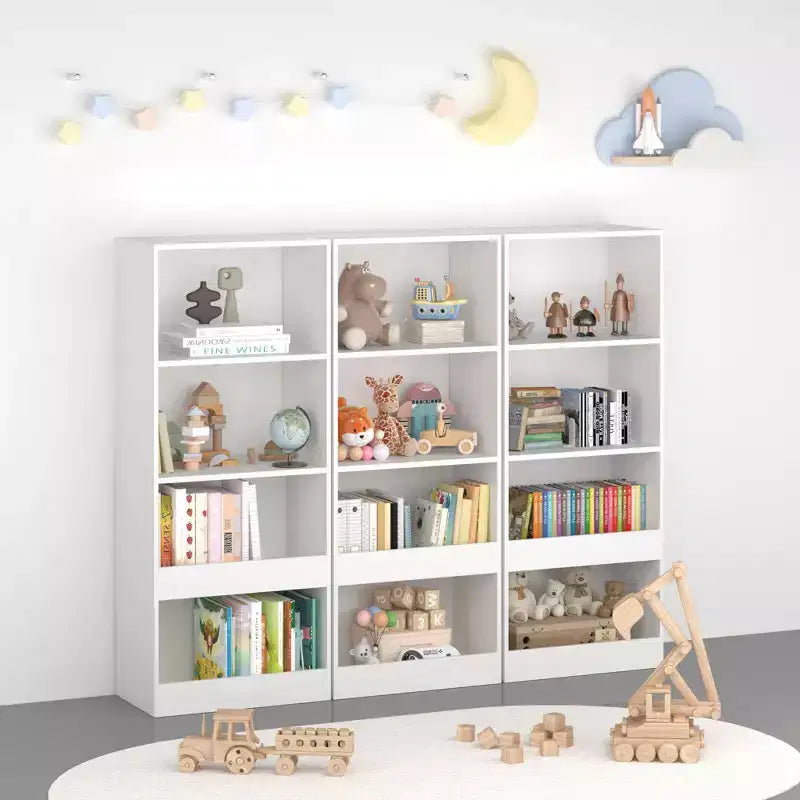 Kids Bookshelf, 4-Tier Bookcase, Book Organizer, toy Storage Cabinet Organizer, White