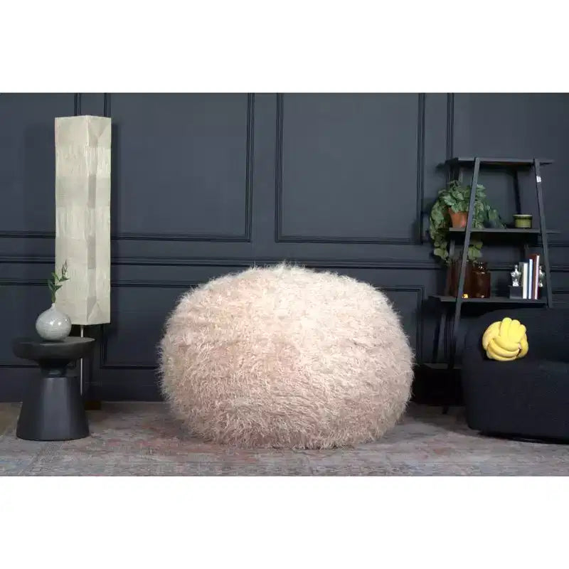 TUYOHW Faux Fur Bean Bag Chair, High-Density Foam Round Floor Chair for Plush Comfort, Cozy Lounge Chair for Living Room