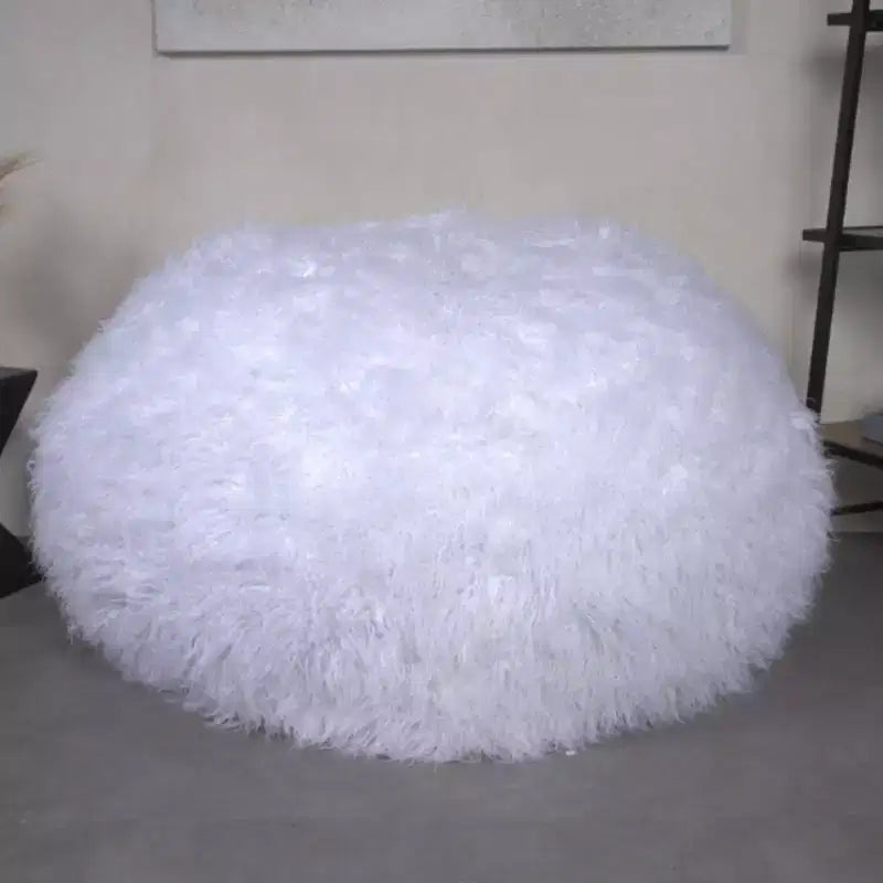 TUYOHW Faux Fur Bean Bag Chair, High-Density Foam Round Floor Chair for Plush Comfort, Cozy Lounge Chair for Living Room