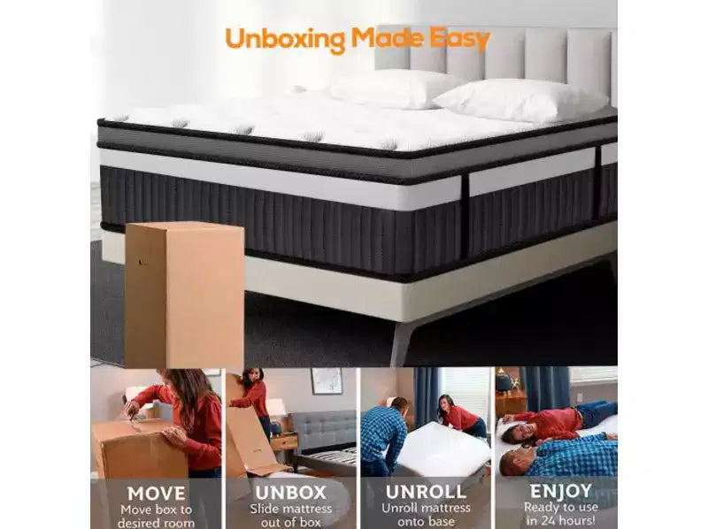 14-inch Queen Hybrid Mattress  Gel Memory Foam, Pocketed Coils, Medium Firm, CertiPUR-US Certified