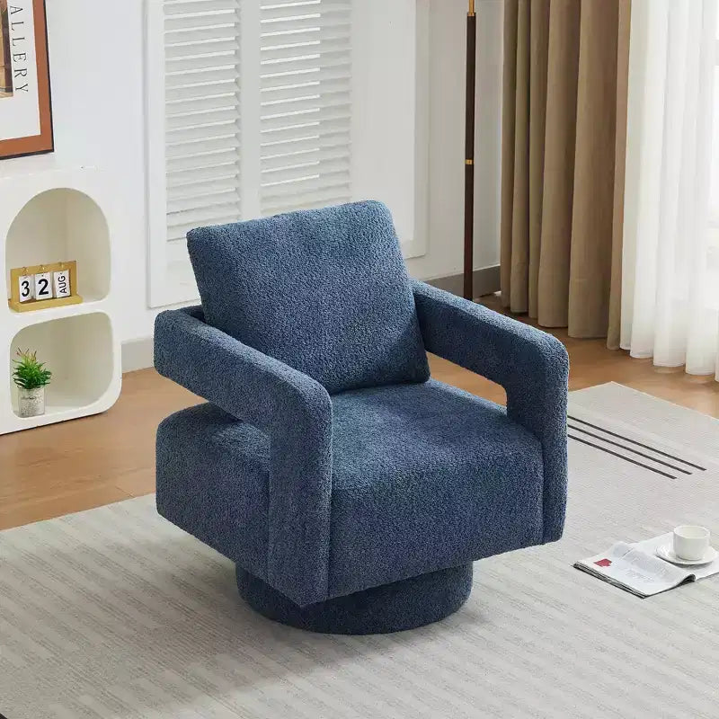 GDFStudio Evelyn Modern Boucle Upholstered Square Swivel Accent Chair with Open Back