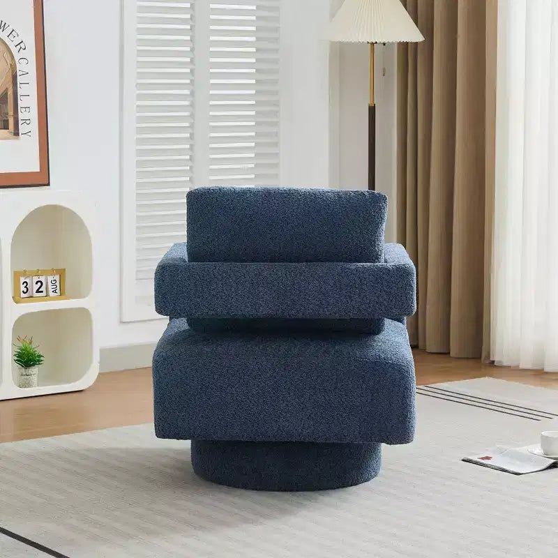 GDFStudio Evelyn Modern Boucle Upholstered Square Swivel Accent Chair with Open Back
