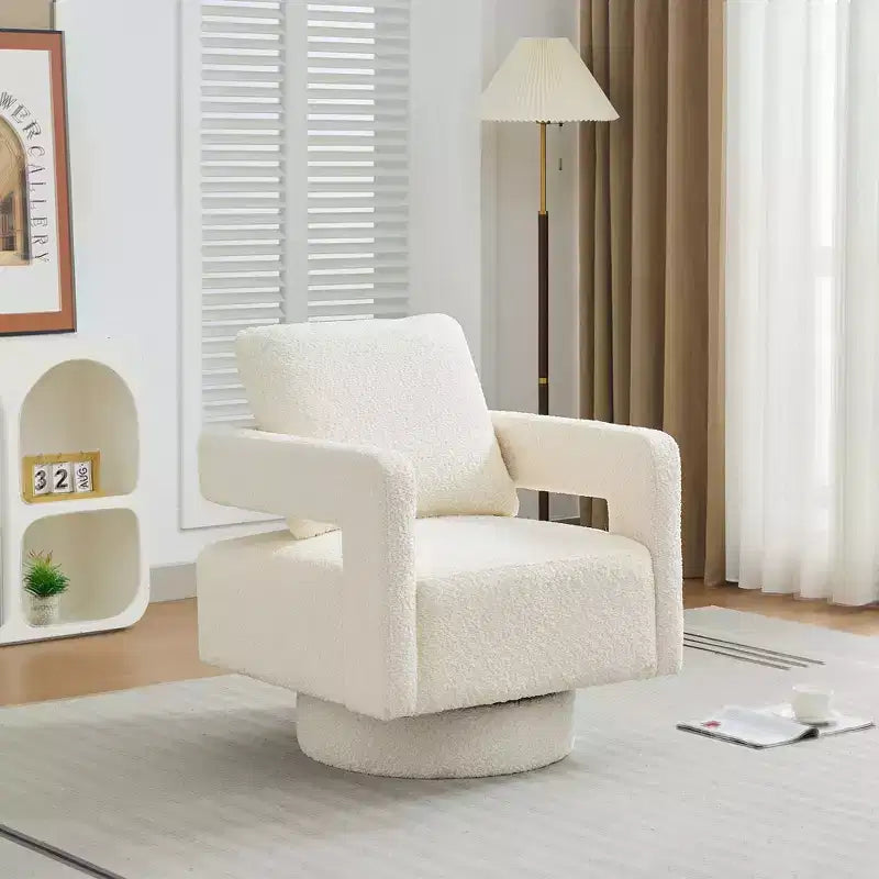 GDFStudio Evelyn Modern Boucle Upholstered Square Swivel Accent Chair with Open Back