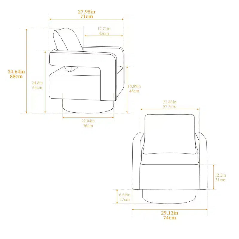 GDFStudio Evelyn Modern Boucle Upholstered Square Swivel Accent Chair with Open Back