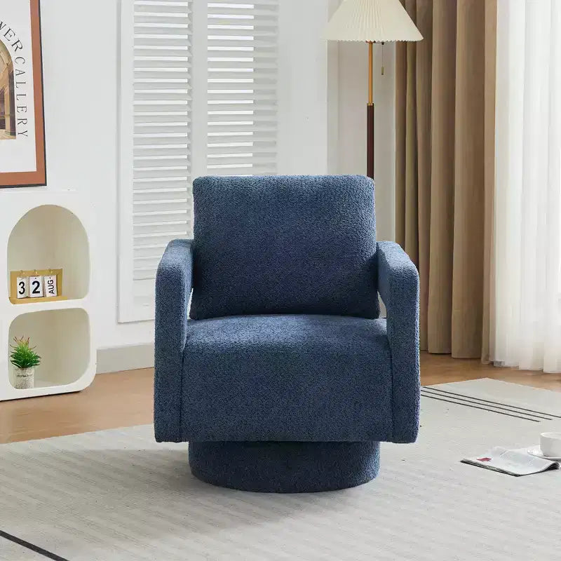 GDFStudio Evelyn Modern Boucle Upholstered Square Swivel Accent Chair with Open Back