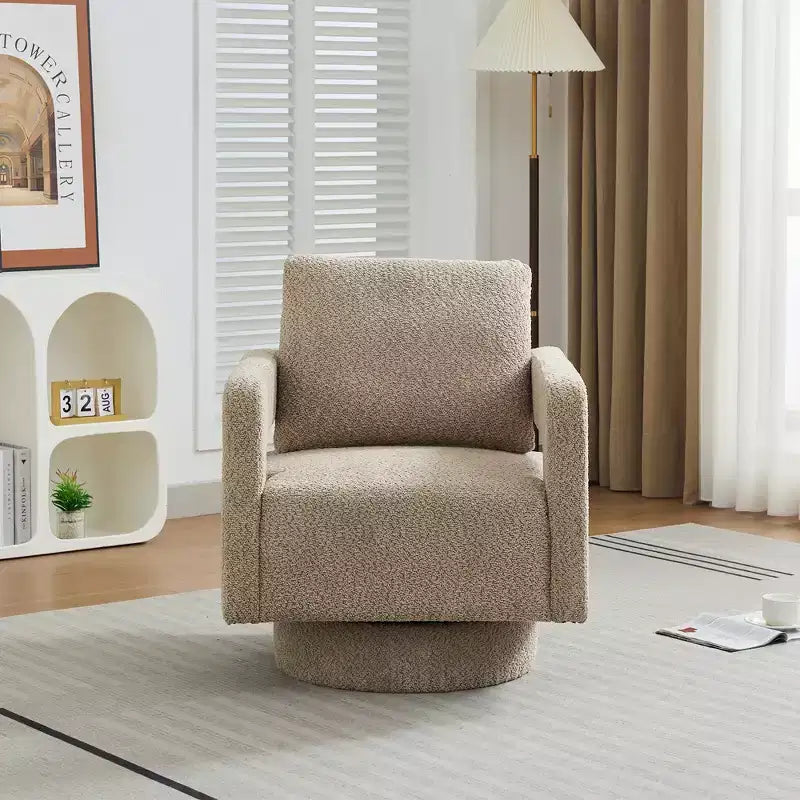 GDFStudio Evelyn Modern Boucle Upholstered Square Swivel Accent Chair with Open Back