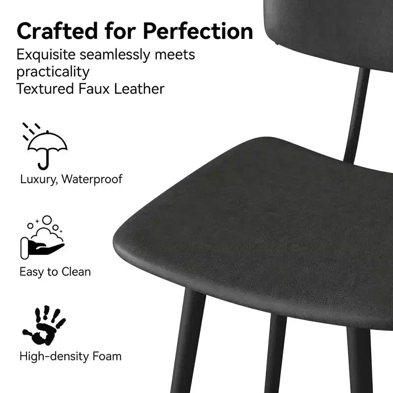 Dyonery Counter-Height Bar Stools  25.6 Faux Leather Stools with Back, Waterproof & Sturdy Metal Frame for Kitchen Island, Rustic Grey