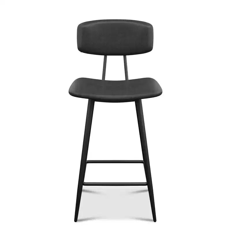 Dyonery Counter-Height Bar Stools  25.6 Faux Leather Stools with Back, Waterproof & Sturdy Metal Frame for Kitchen Island, Rustic Grey