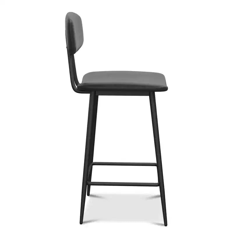 Dyonery Counter-Height Bar Stools  25.6 Faux Leather Stools with Back, Waterproof & Sturdy Metal Frame for Kitchen Island, Rustic Grey