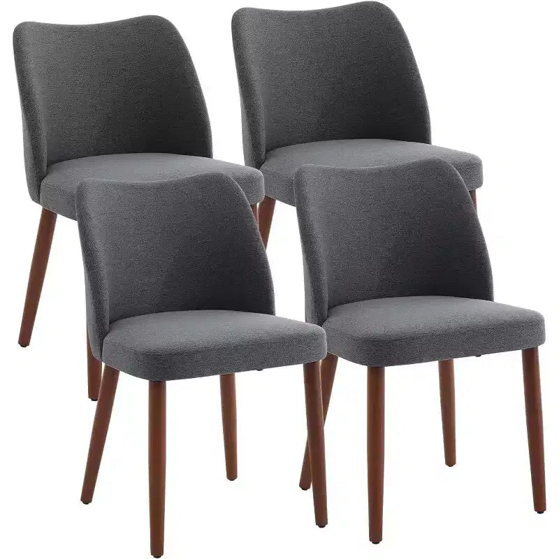 Linen Upholstered Dining Chair with Solid Wood Legs, Wooden Kitchen Chair, Kitchen Chairs with Thick Cushions for Dining Room, Living Room