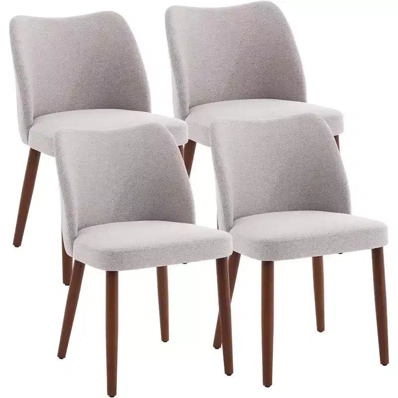 Linen Upholstered Dining Chair with Solid Wood Legs, Wooden Kitchen Chair, Kitchen Chairs with Thick Cushions for Dining Room, Living Room
