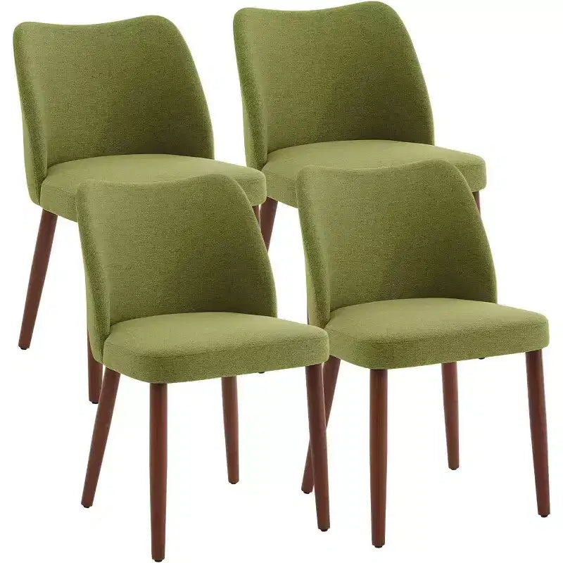 Linen Upholstered Dining Chair with Solid Wood Legs, Wooden Kitchen Chair, Kitchen Chairs with Thick Cushions for Dining Room, Living Room