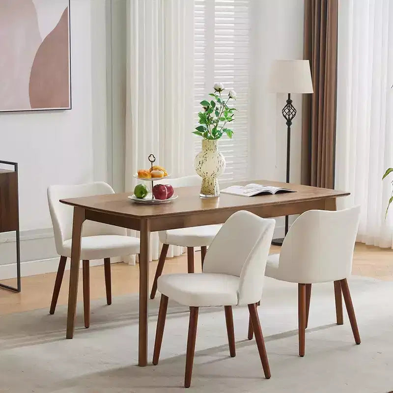 Linen Upholstered Dining Chair with Solid Wood Legs, Wooden Kitchen Chair, Kitchen Chairs with Thick Cushions for Dining Room, Living Room