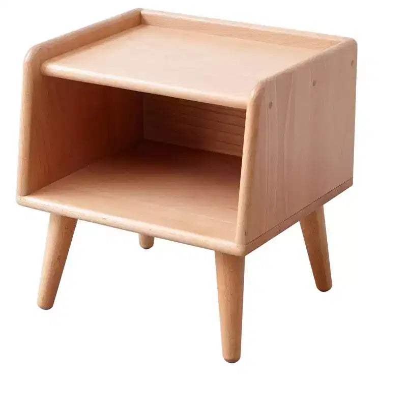 MAYEERTY Beech Solid Wood Nightstand with Open Storage Bedside Cabinet for Bedroom Living Room