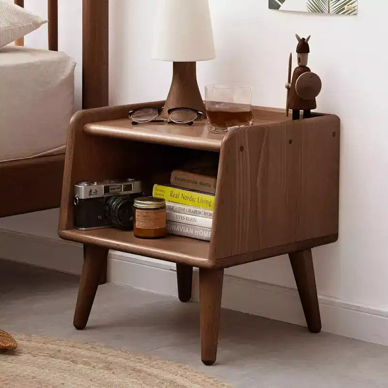 MAYEERTY Beech Solid Wood Nightstand with Open Storage Bedside Cabinet for Bedroom Living Room