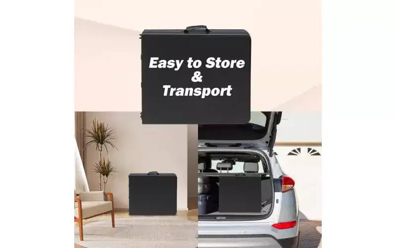 Folding Table, Heavy Duty Portable Plastic Folding Table with Handle, Anti-Slip Feet, Waterproof, Easy to Clean, Adjustable Height, Foldable