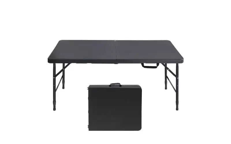 Folding Table, Heavy Duty Portable Plastic Folding Table with Handle, Anti-Slip Feet, Waterproof, Easy to Clean, Adjustable Height, Foldable